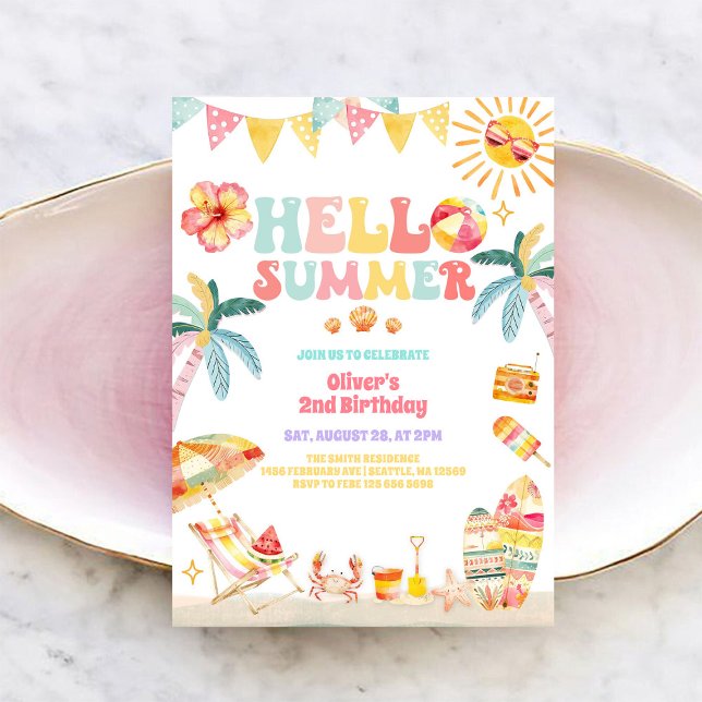 Hello Summer Beach Party Birthday Invitation (Créateur téléchargé)
