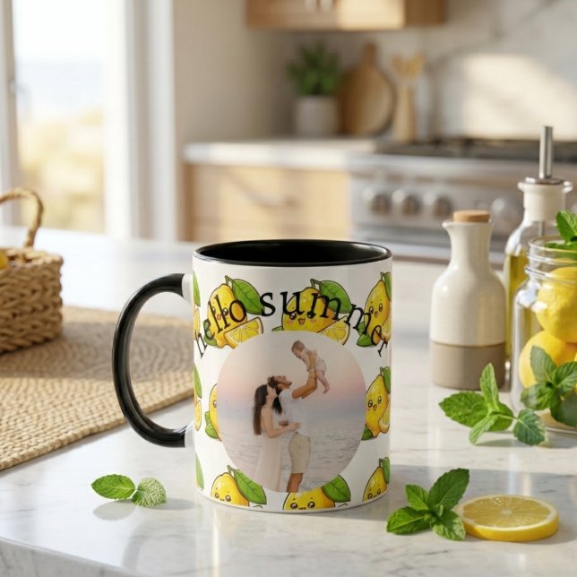 Hello Summer Lemon Custom Photo Mug Gift (Créateur téléchargé)