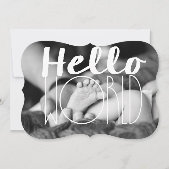 Hello World Baby Faire-part Support Invitation |5x (Devant)