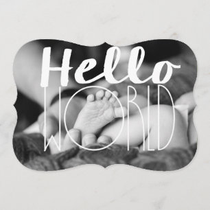 Hello World Baby Faire-part Support Invitation  5x