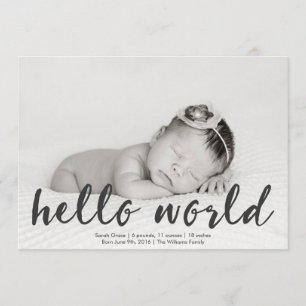 Hello World Baby Photo Faire-part de naissance