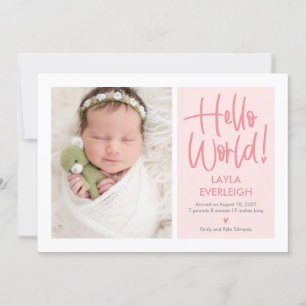 Hello World Editable Color Baby Faire-part de nais
