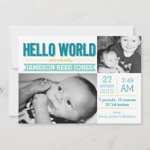 Hello World Faire-part de naissance