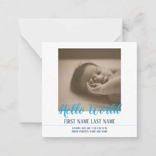 Hello World - faire-part de naissance avec photo (Devant)