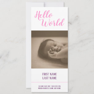 Hello World - faire-part de naissance avec photo