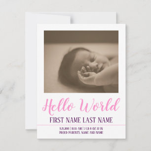 Hello World - faire-part de naissance avec photo
