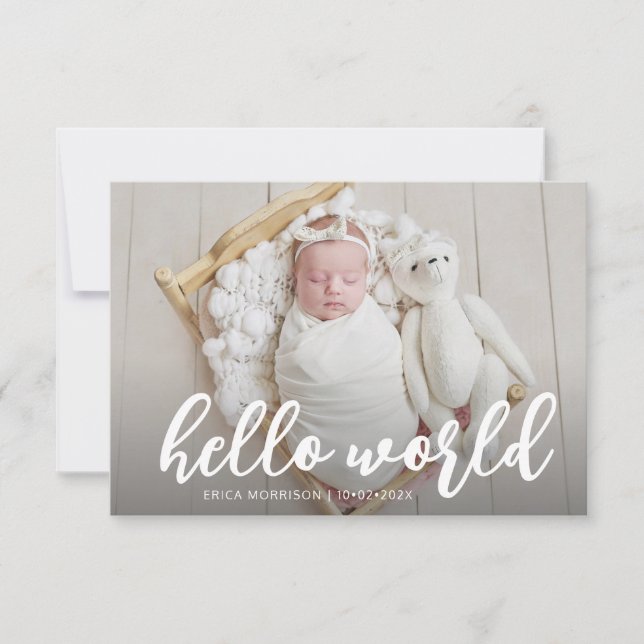 HELLO WORLD | faire-part de naissance de script mo (Devant)