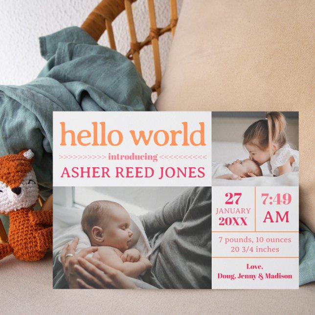 Hello World Faire-part de naissance - PINK (Créateur téléchargé)