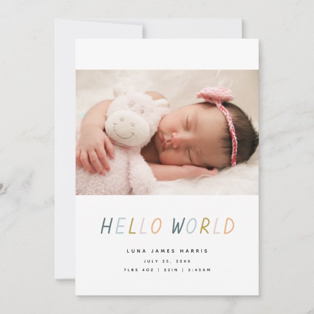 Hello World Nouvelle carte Faire-part de naissance (Devant)