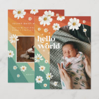 Hello World | Retro Boho Faire-part de naissance
