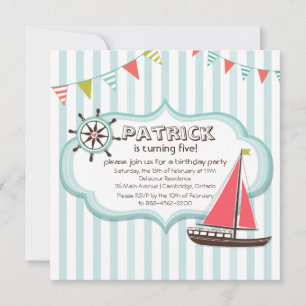 Helm et voilier Nautique Anniversaire Invitation