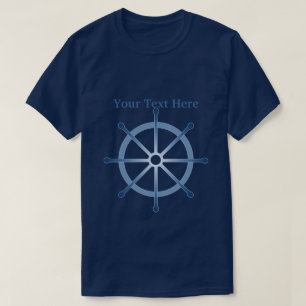 Helm Ship Wheel Custom Navy Blue T-shirt