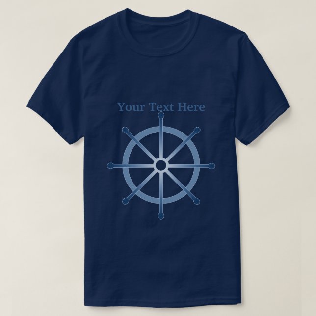 Helm Ship Wheel Custom Navy Blue T-shirt (Design devant)