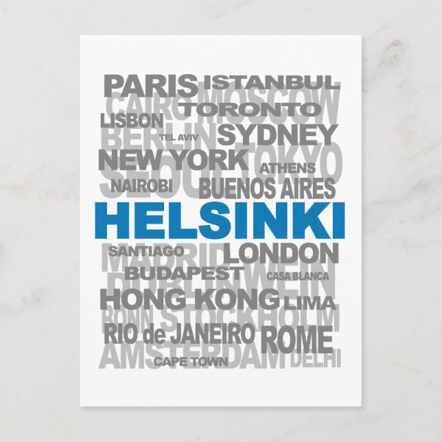 HELSINKI et d'autres villes carte postale (Devant)