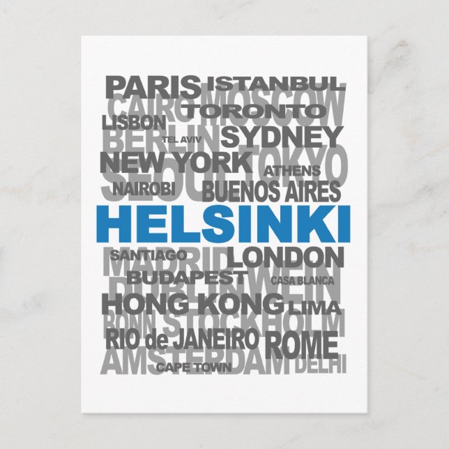 HELSINKI et d'autres villes carte postale (Devant)