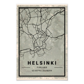 Helsinki finland map print poster canvas