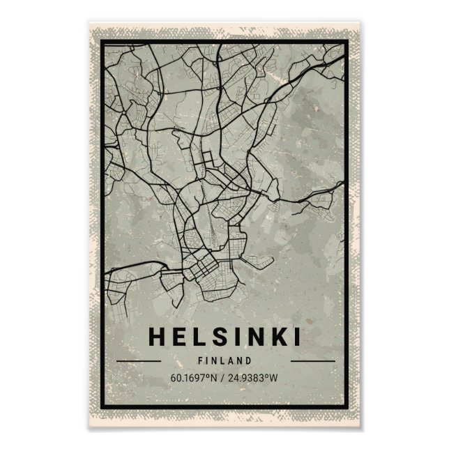 Helsinki finland map print poster canvas (Devant)