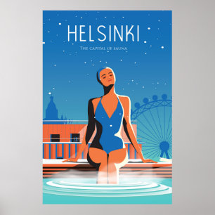 Helsinki Finlande affiche de voyage vintafe
