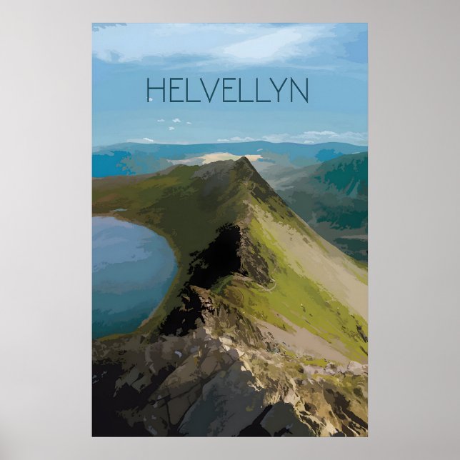 Helvellyn Mountain Travel Poster (Devant)