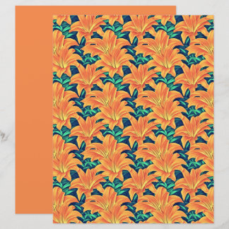 Hémérocalles orange avec feuilles vertes