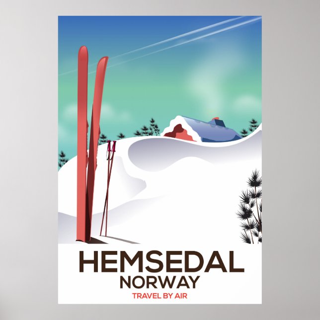 Hemsedal Norvège affiche de voyage (Devant)