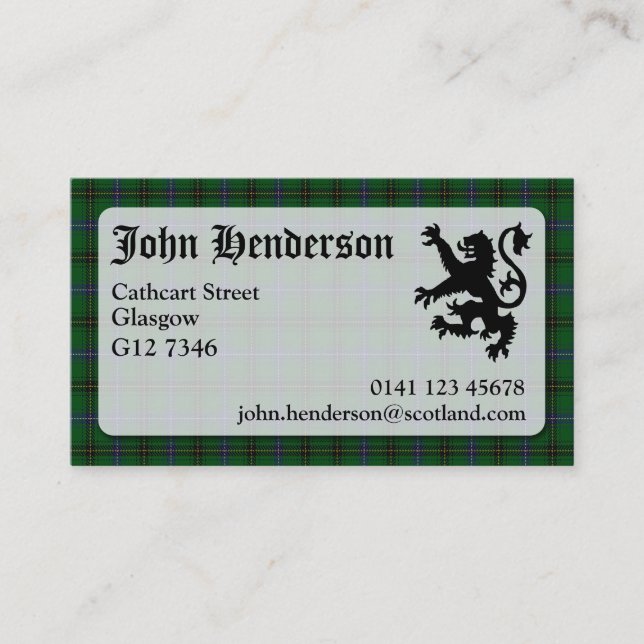 Henderson Tartan Carte de visite (Devant)