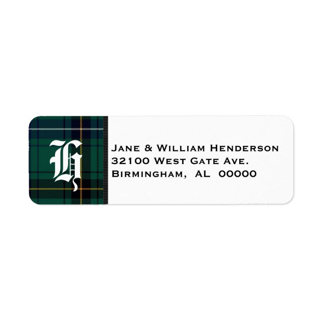 Henderson Tartan Plaid Monogram Étiquettes de adre (Devant)