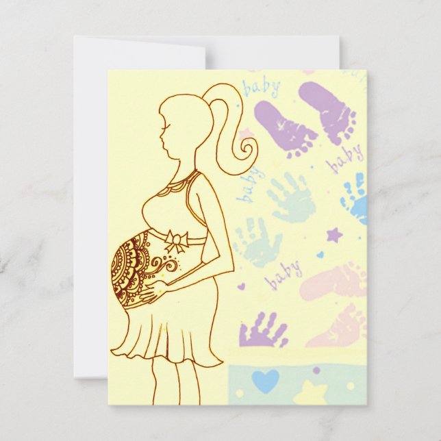 Henna Baby shower empreintes Invitation (Devant)