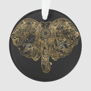 Henné tiré par la main d'éléphant mignon floral