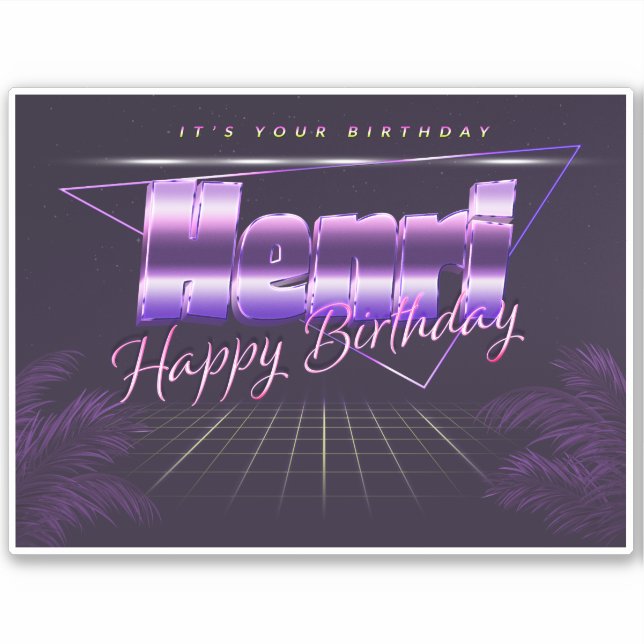 Henri Nom Prénom lila retro Sticker (Devant)