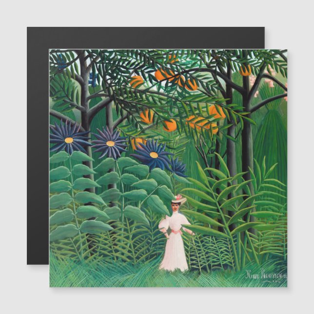 Henri Rousseau - Femme en Forêt Carte magnétique (Devant / Derrière)