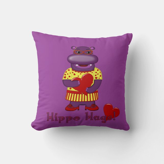 Henrietta Hippo Hugs Jeter Oreiller Violet (Recto)