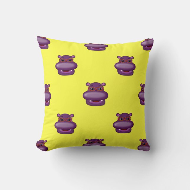 Henrietta Hippo Tête Jaune Oreiller Jaune (Recto)
