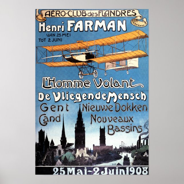 Henry Farman affiche de l'affiche de l'homme volan (Devant)