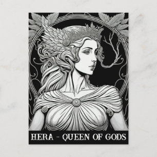 Hera Reine des Dieux Noir et Blanc Carte Postale