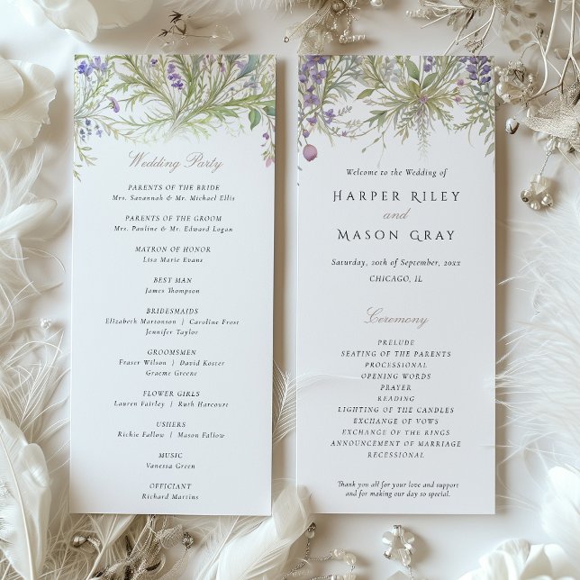 Herbal Garden Programme de mariage Couleurs pastel (Créateur téléchargé)