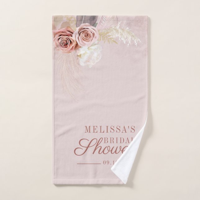 Herbe de la Pampa Floral Script Fête de Mariage (Serviette à main)