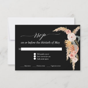 Herbe des Pampas Boho Rose Fleurs Roses Noire RSVP