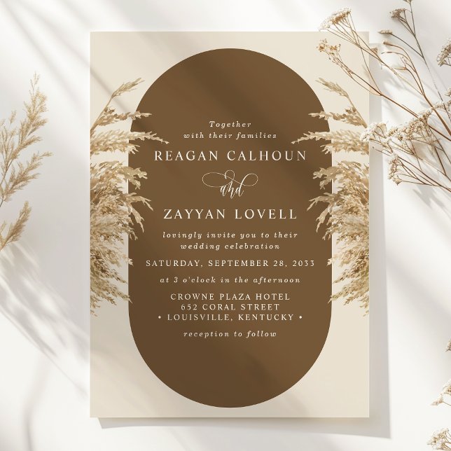 Herbe des Pampas Invitation de Mariage Bohème Exot (Créateur téléchargé)