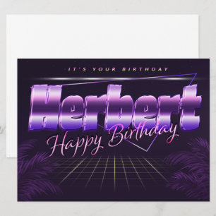 Herbert nom prénom carte rétro lilas pour un anniv