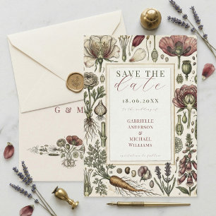 Herbes Botaniques Vintage Légumes Save The Date