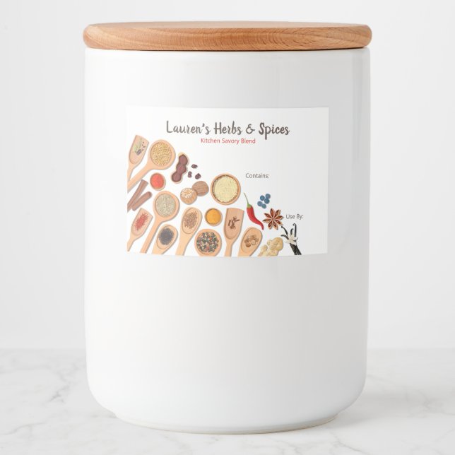 Herbes et épices personnalisables Étiquettes (Devant)