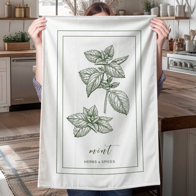 Herbes et épices Plante Mint Green Serviette de cu (Créateur téléchargé)