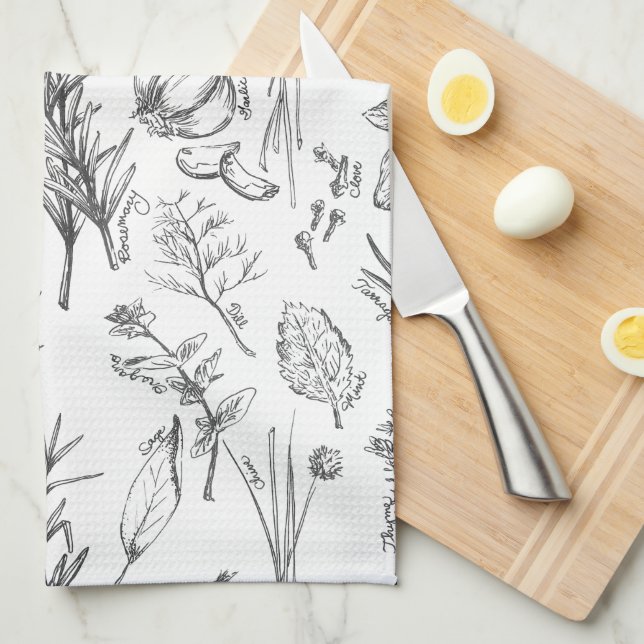 Herbes et épices Serviette de cuisine (Quart Plié)