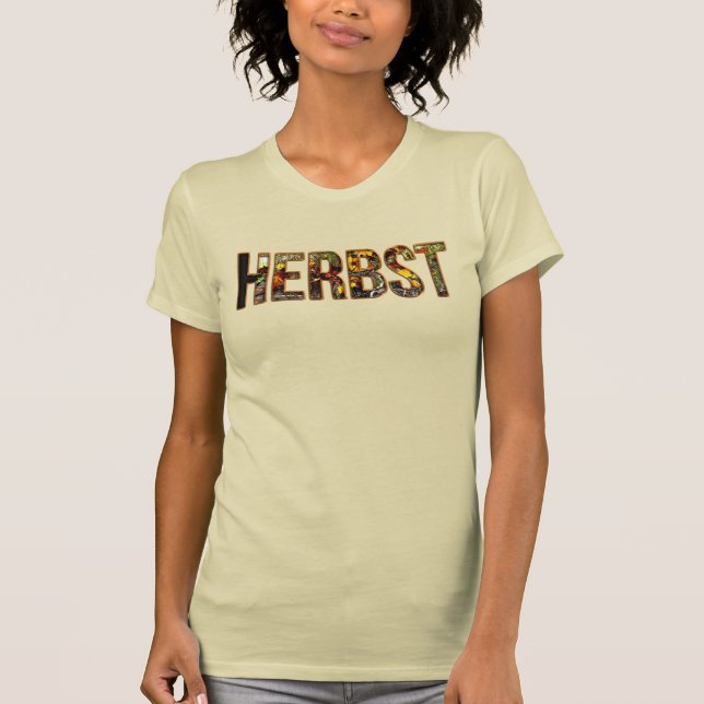 Herbst en T-shirt Blätter Schrift (Devant)