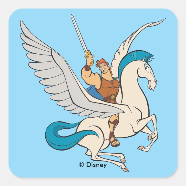 Hercules Riding Pegasus Square Sticker (Devant)