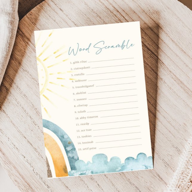 Here Comes The Son Baby Shower Word Scramble Game (Here Comes the Son Baby Shower Game)