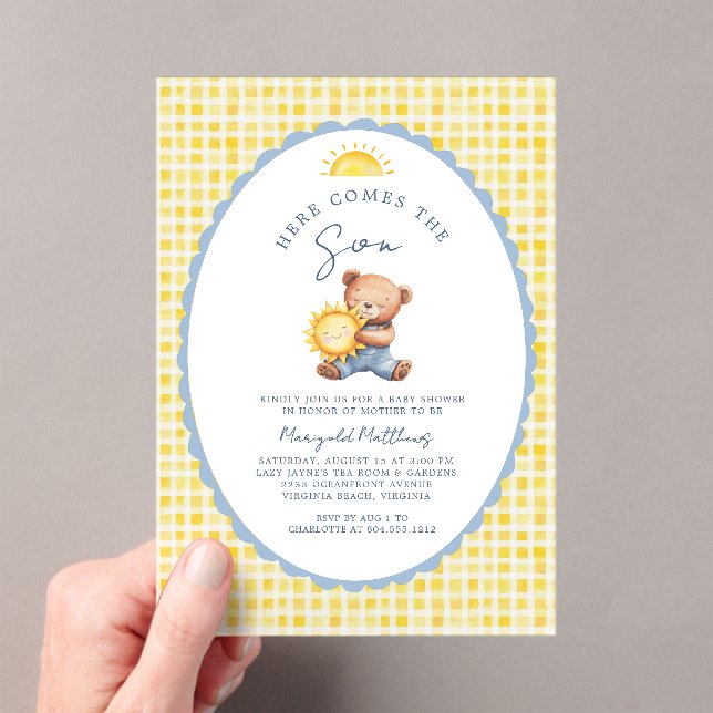Here Comes the Son Bear Baby Shower Invitation  (In situ (ordinateur de poche))