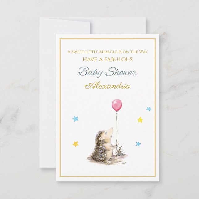 Hérisson à nom personnalisé avec une Baby Shower b (Devant)