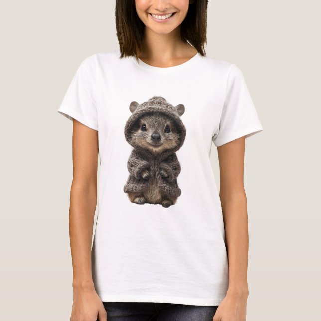 Hérisson adorable dans un sweat à capuche en trico (Devant)